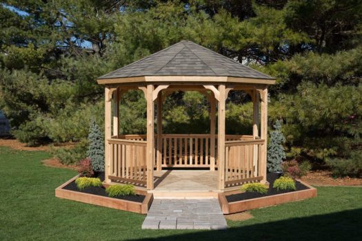 Octagon Wood Gazebo unstained, but with optional floor.