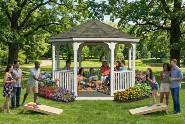 Vinyl gazebo picnic
