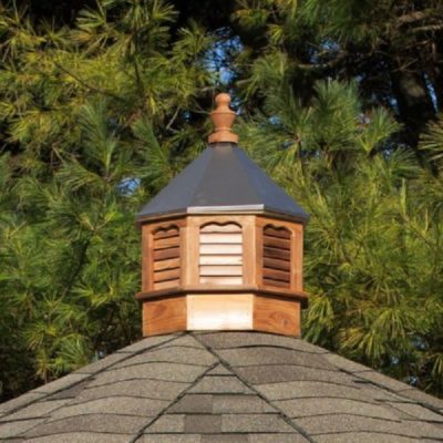 Octagon cedar cupola with a bronze metal roof.