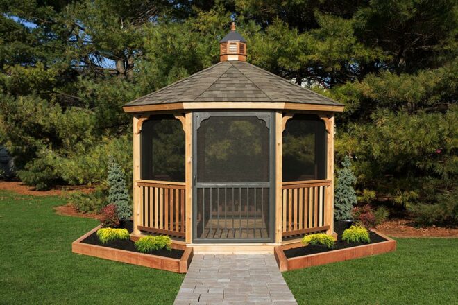 Cedar gazebo with screen package.