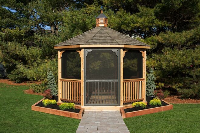 Cedar gazebo with screen package.