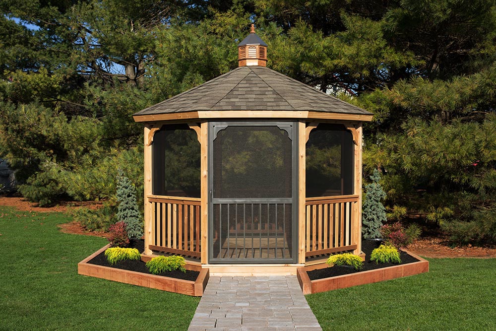 Cedar gazebo with screen package.