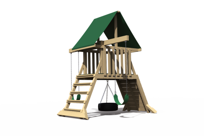 Summit Green backyard cliff climb playset.