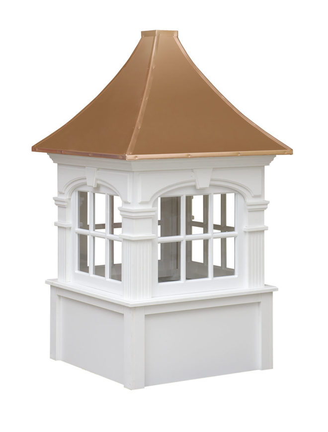 Fairfield vinyl cupola with copper roof.