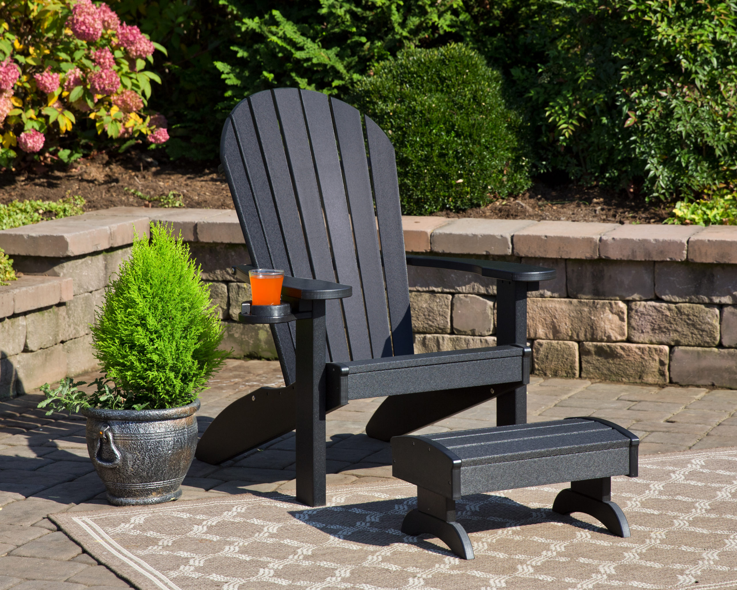 Classic black poly Adirondack chair set.