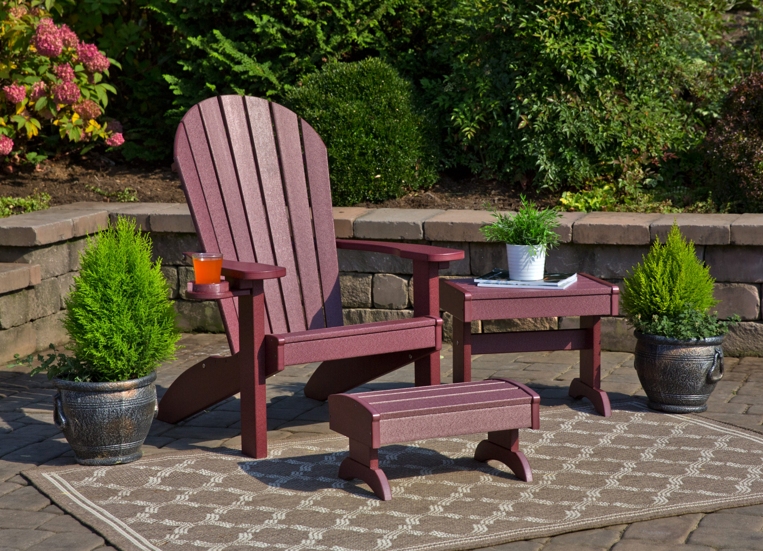 Cherry poly Adirondack Chair Deluxe Set.