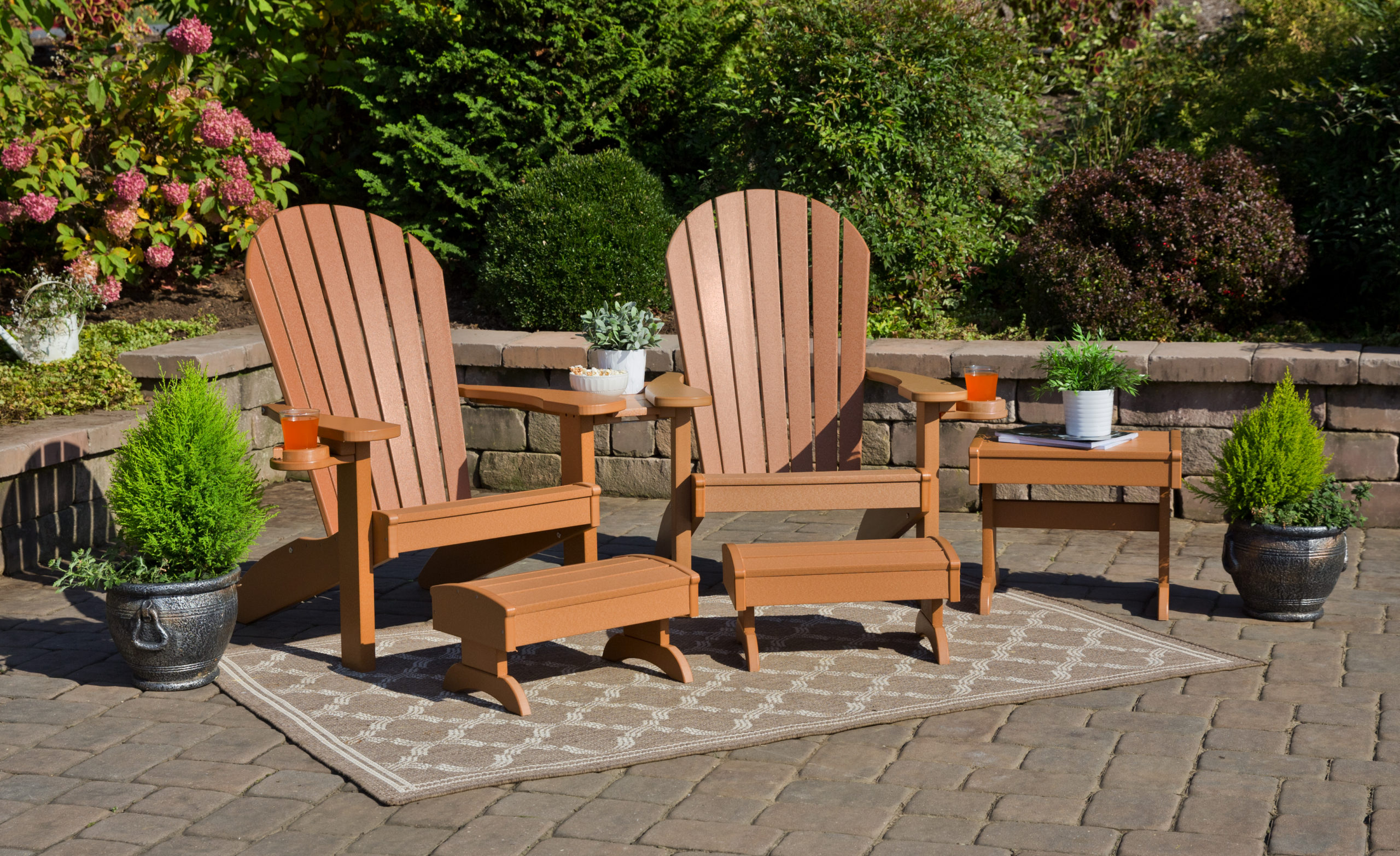 Cedar poly Adirondack chair deluxe companion set.