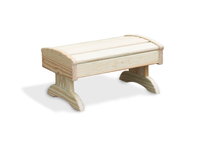 Bare wood footstool.