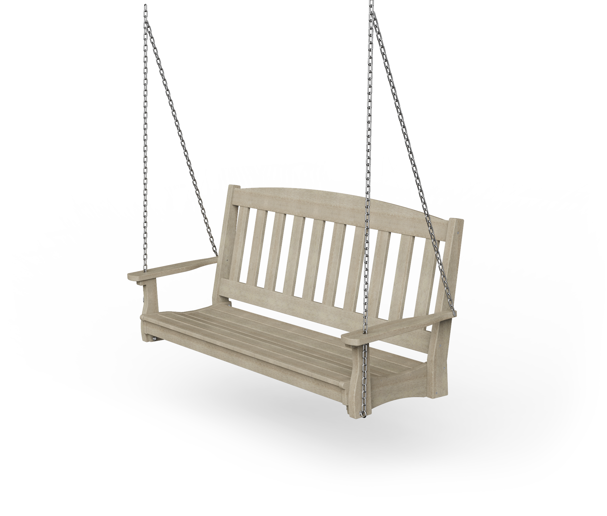 English style, vinyl porch swing.