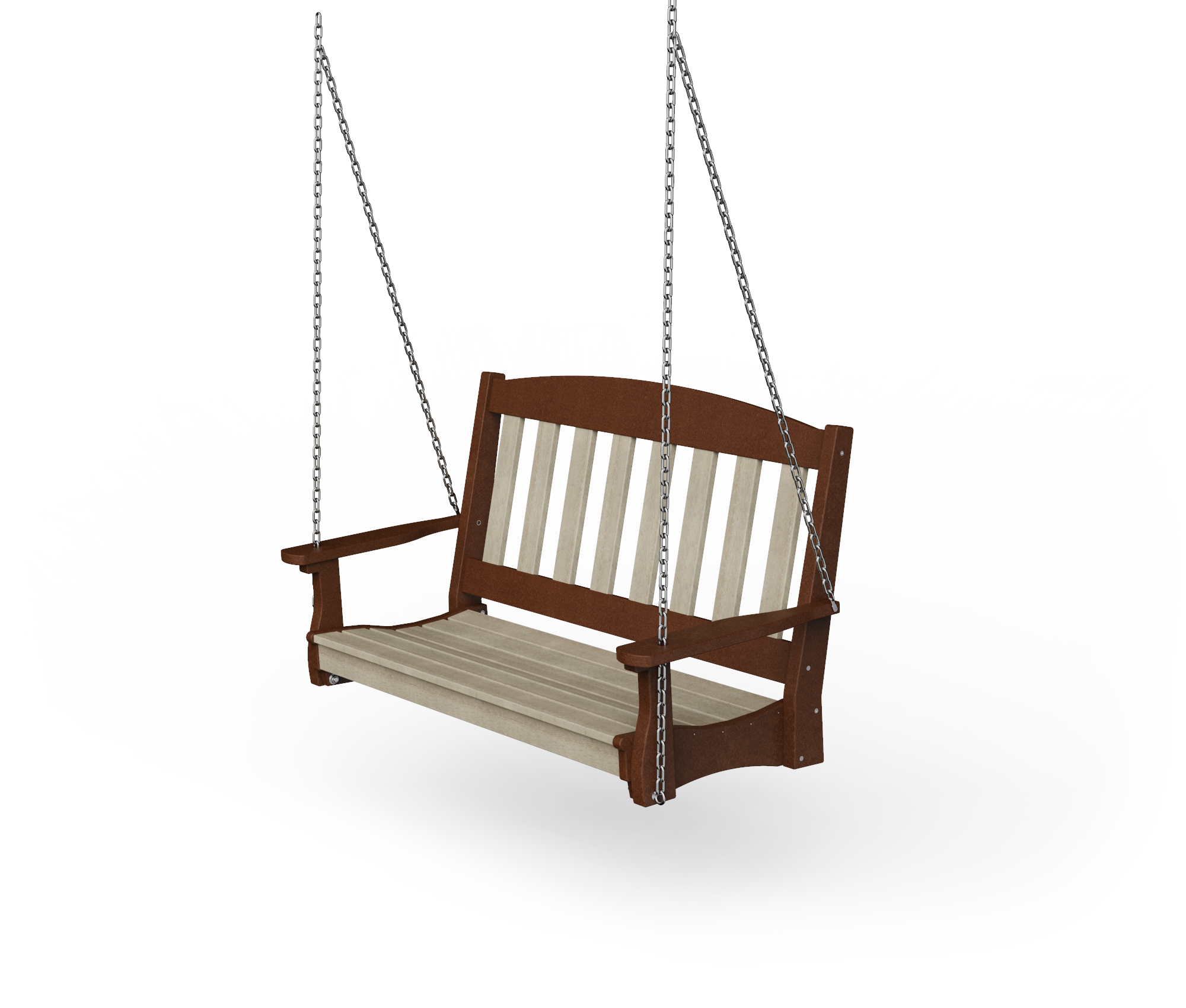 English style, vinyl porch swing.