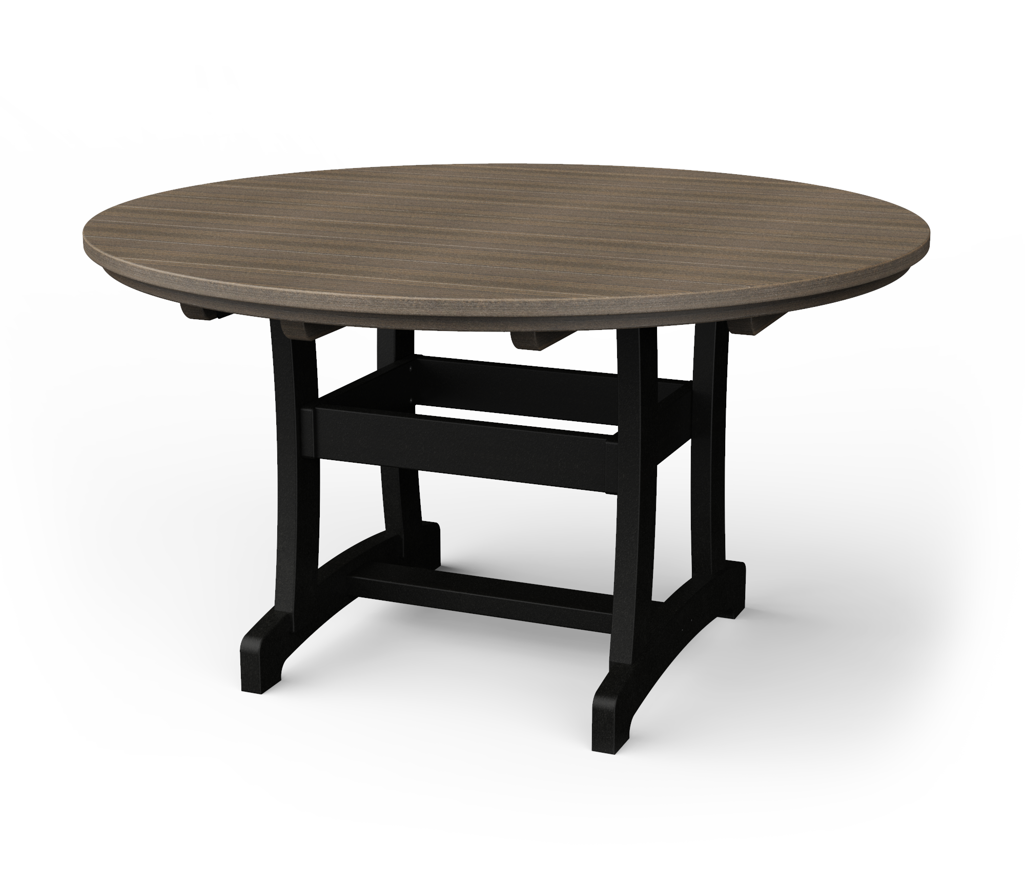 Round vinyl dining table.