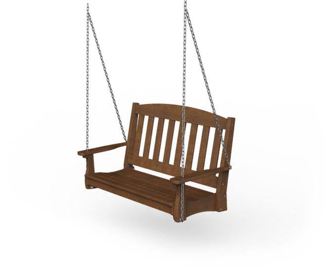 English style, vinyl porch swing.