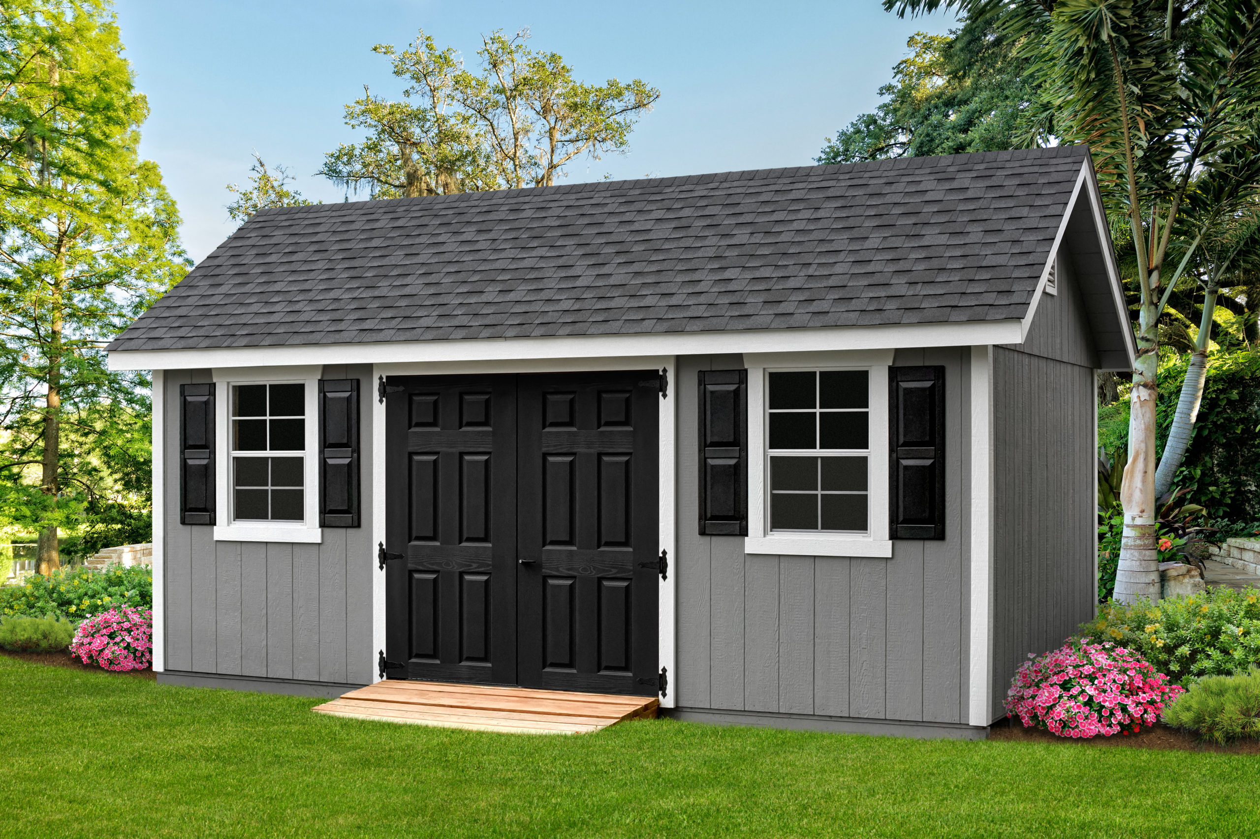 4 Size Outdoor Steel Storage Shed Tool House Backyard Garden Lawn Sliding Door V 
