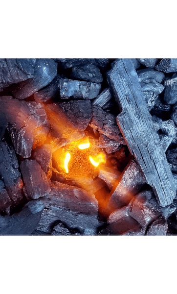 Burning coals.