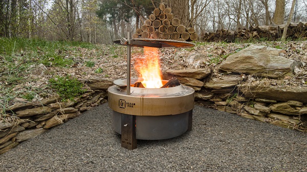 Urban Fire smokeless firepit with grill attachment.
